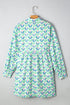 Floral Print Scalloped Notched Balloon Sleeve Tiered A-Line Mini Dress